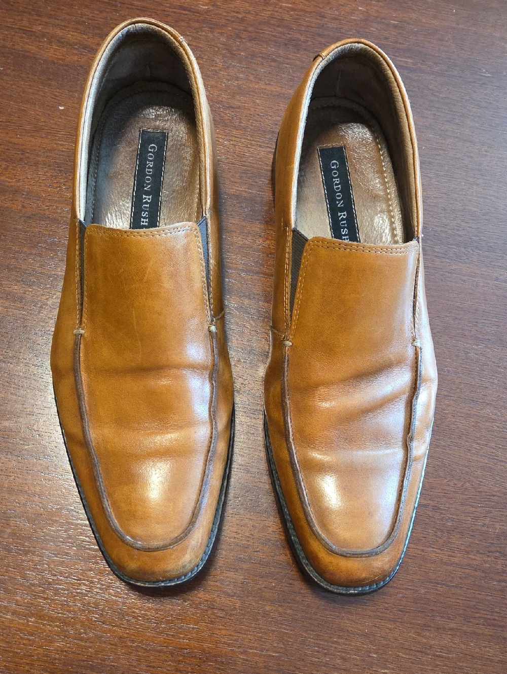 MEN'S GORDON RUSH MARLOW LEATHER SLIP ON SHOES BROWN TAN 10